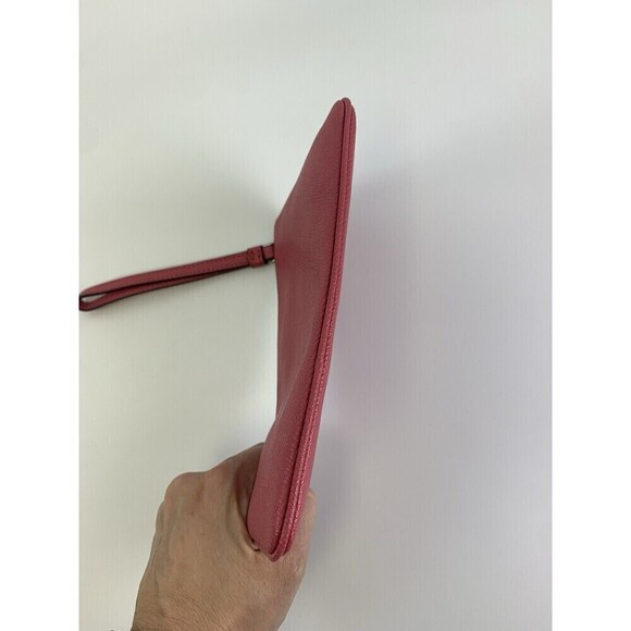 Coach Large Wristlet Crossgrain Leather F57465 Melon Pink Zip Credit Card Slot - Picture 4 of 11